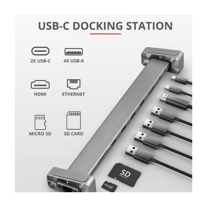 Trust DALYX 10-IN-1 DOCKING STATION USB-C - ALLUMINIO