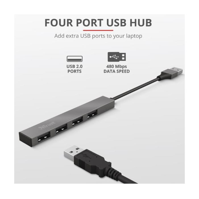 Trust HALYX HUB MINI USB-A 2.0 A 4 PORTE USB-A 2.0 - ALLUMINIO