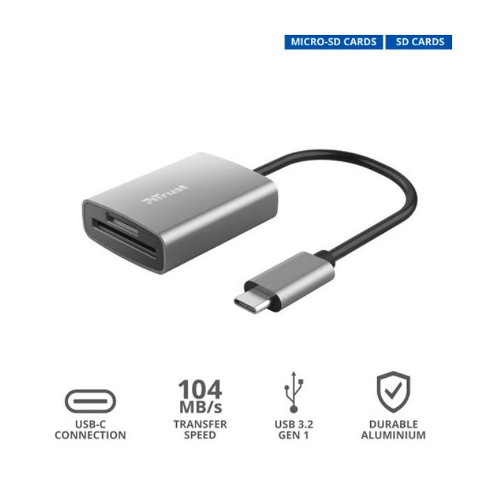 Trust DALYX CARDREADER ULTRAVELOCE USB-C - ALLUMINIO