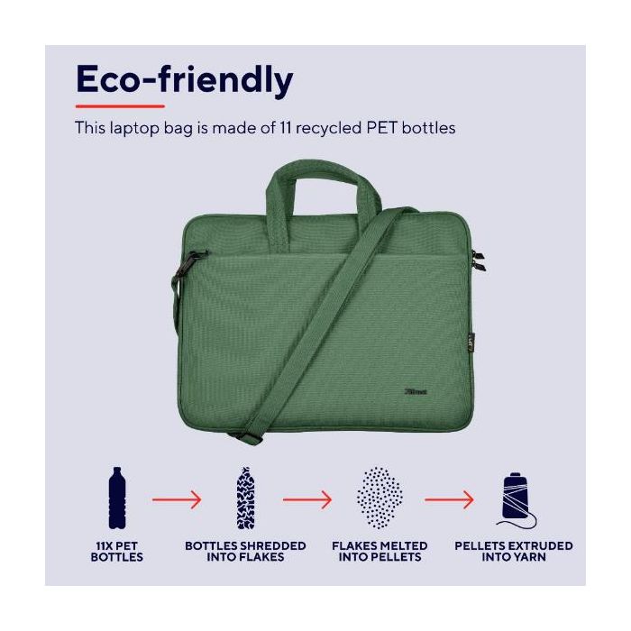 Trust BOLOGNA BORSA LAPTOP ECO LAPTOP FINO A 16" - 100% MATERIALE RICICLATO - VERDE