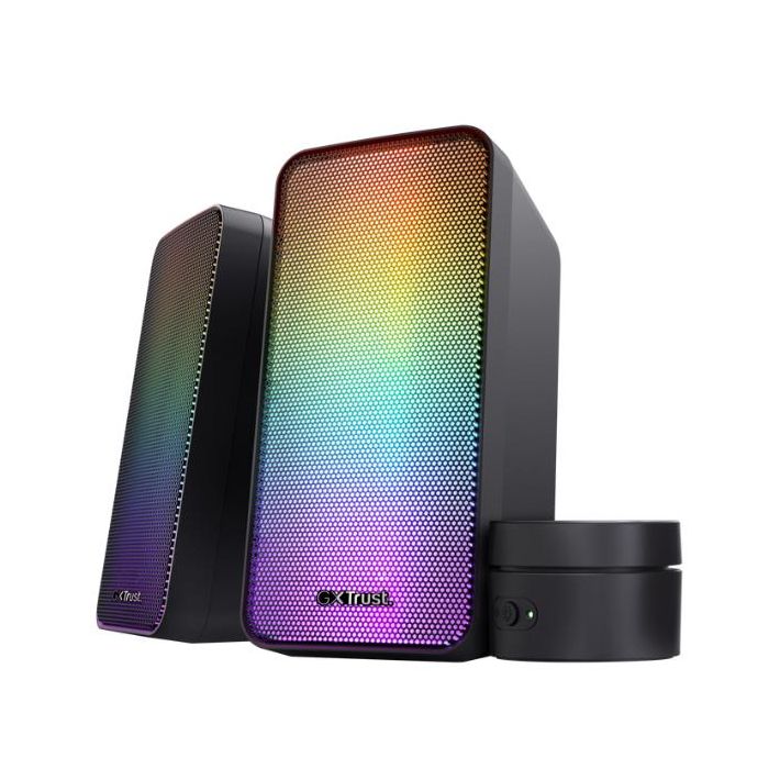 Trust GXT611 WEZZ SPEAKERS RGB 2.0 ILLUMINATI PER PC CON TELECOMANDO E INGRESSO AUX E CUFFIA 6W RMS (12W PICCO)