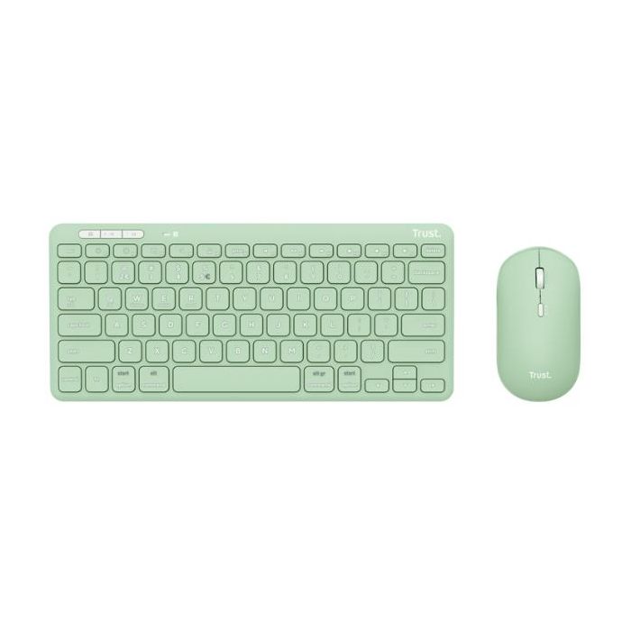 Trust LYRA SET TASTIERA E MOUSE WIRELESS RICARICABILI PER COLLEGARE FINO A 3 DISPOSITIVI WL/BT - 51% PLASTICA RICICLATA - ITALIANO - VERDE