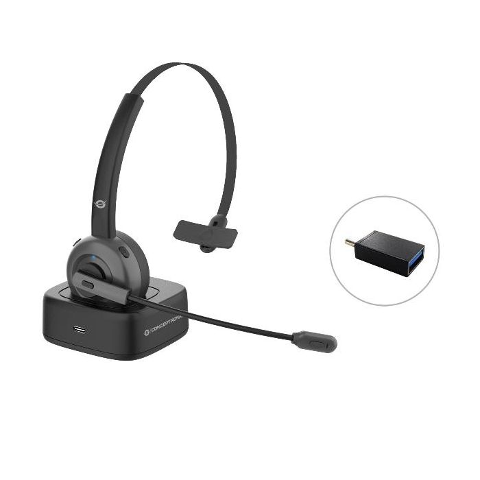 Conceptronic AURICOLARE WIRELESS BLUETOOTH con DOCK per ricarica, microfono