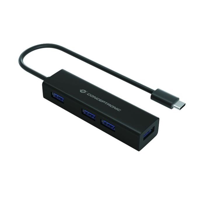 Conceptronic HUB USB-C 3.2 4-PORTE USB 3.0 in ALLUMINIO