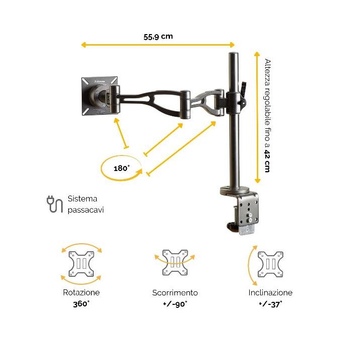 Fellowes BRACCIO MONITOR SINGOLO - VISTA