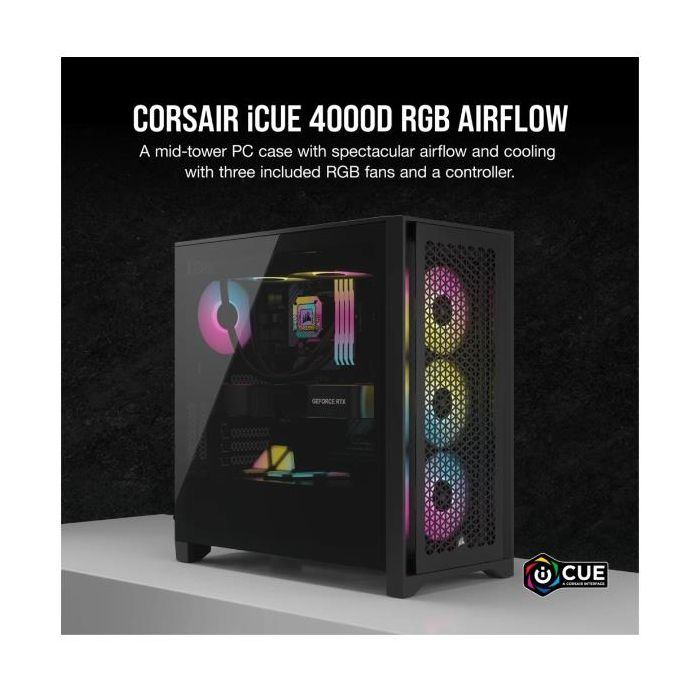 Corsair Mid-Tower Case iCUE 4000D RGB AIRFLOW, Black