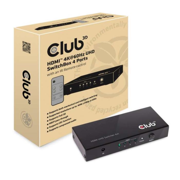 Club3D HDMI 2.0 UHD Switchbox 4 porte HDMI 4K@60Hz UHD