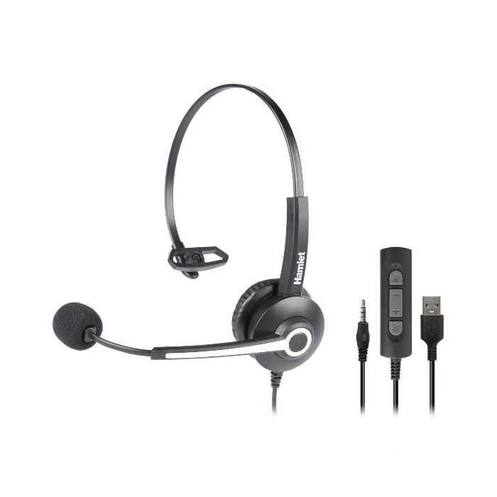 Hamlet HHEADM-UJM  RENOVA CUFFIA MONOAURALE CON MIC. - COMBO USB E JACK 3.5mm + TELECOMANDO