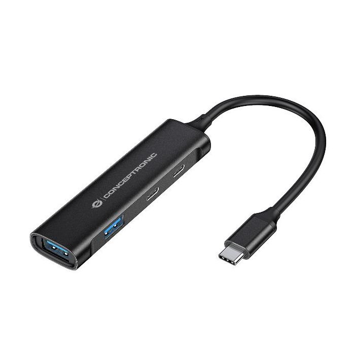 Conceptronic HUB 4-PORTE USB 3.0 - 2x USB-C + 2x USB-A in Alluminio