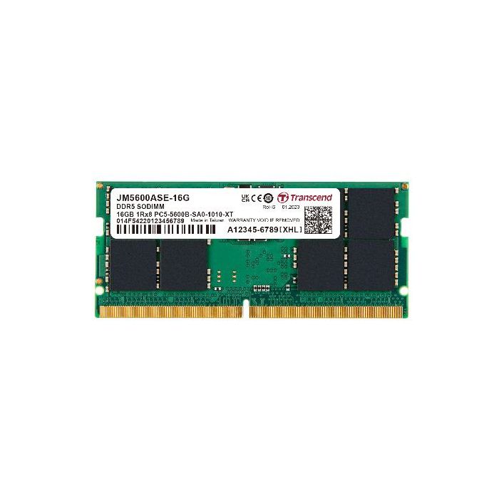 Transcend JM5600ASE-16G - DRAM DDR5 SO-DIMM 5600MHz da 16GB, 1Rx8 2Gx8 CL46 1.1V