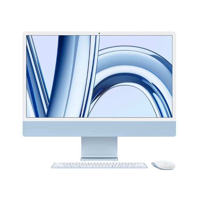 Apple iMac 24" con display Retina 4,5K: Chip Apple M3 con CPU 8-core e GPU 10-core, 256GB SSD - Azzurro