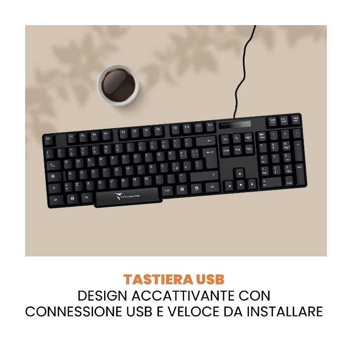 Prodotti Bulk TECHMADE TASTIERA 104 TASTI QWERTY CON PORTA USB 2.0