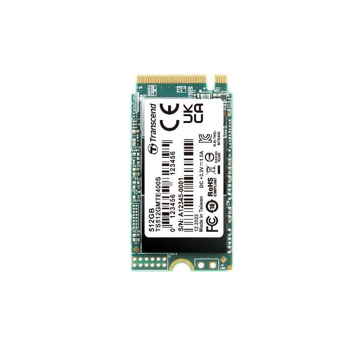 Transcend TS1TMTE400S - SSD M.2 2242 da 1TB, PCIe Gen3x4, NVMe, 3D TLC, senza DRAM