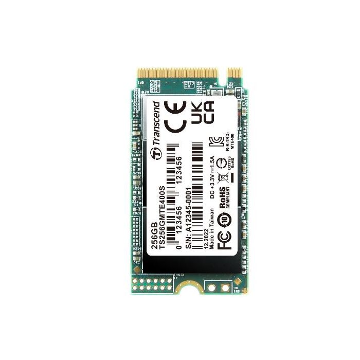 Transcend TS256GMTE400S - SSD M.2 2242 da 256GB, PCIe Gen3x4, NVMe, 3D TLC, senza DRAM