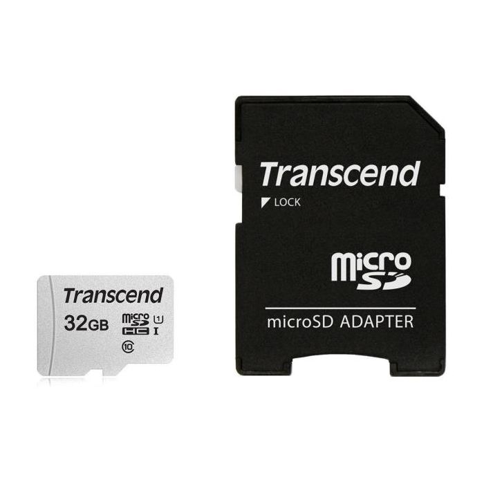 Transcend TS32GUSD300S-A - microSD da 32GB, con adattatore, UHS-I U1 A1