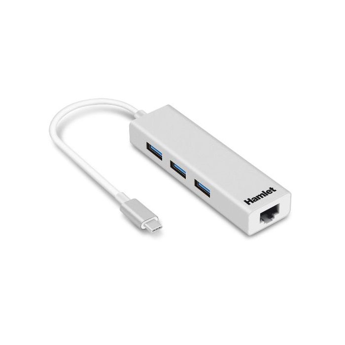 Hamlet XHUB331TCL   HUB USB-C con 3 PORTE USB 3.0 + LAN GIGABIT