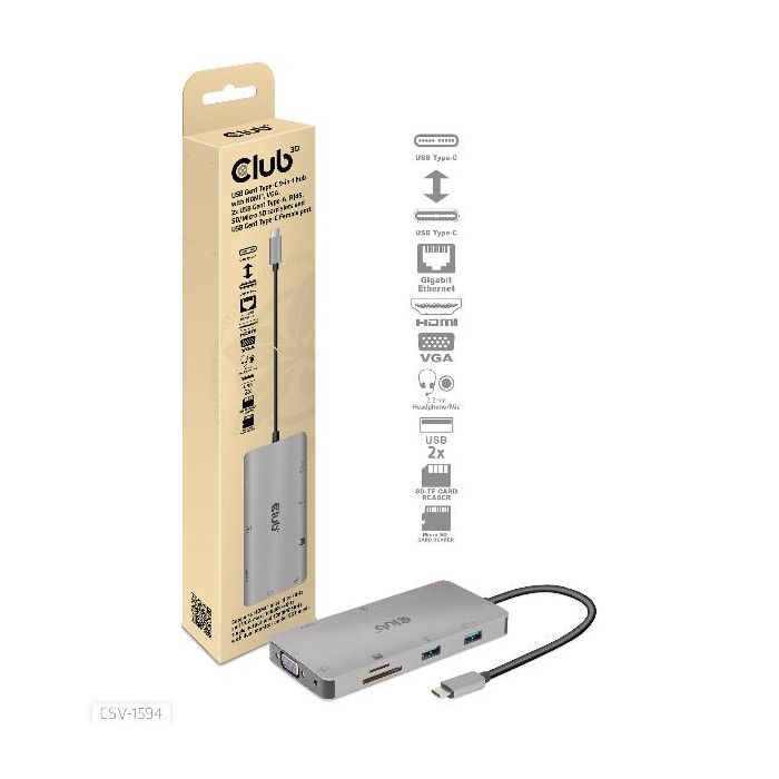 Club3D HUB 9 Porte USB-C Travel Dock
