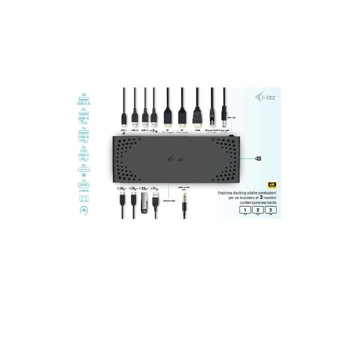 I-Tec DOCK USB-C/USB4 / Thund. Triplo Monitor (2xDP / 1xHDMI) GEN2 + PD100W