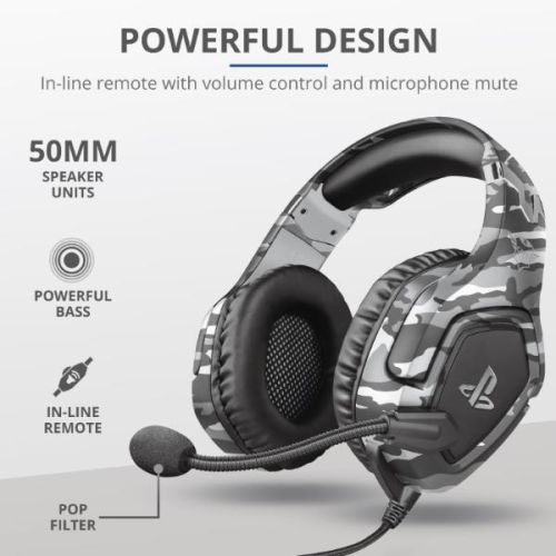 Trust GXT 488 Forze PS4 Gaming Headset PlayStation® official licensed product Gray Camouflage