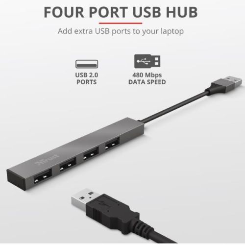 Trust HALYX HUB MINI USB-A 2.0 A 4 PORTE USB-A 2.0 - ALLUMINIO