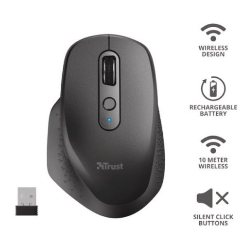 Trust OZAA MOUSE WIRELESS RICARICABILE - SCROLL VERTICALE E ORIZZONTALE - NERO