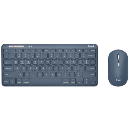 Trust LYRA SET TASTIERA E MOUSE WIRELESS RICARICABILI PER COLLEGARE FINO A 3 DISPOSITIVI WL/BT - 51% PLASTICA RICICLATA - ITALIANO - BLUE