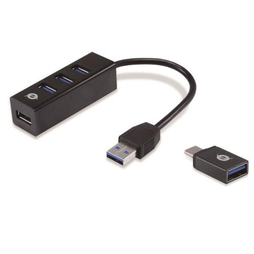 Conceptronic HUB USB 3.0 4-PORTES con Adattatore USB-C