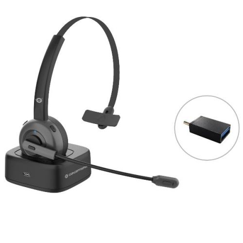 Conceptronic AURICOLARE WIRELESS BLUETOOTH con DOCK per ricarica, microfono