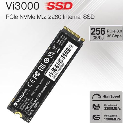 Verbatim Vi3000 Internal PCIe NVMe M.2 SSD 256GB