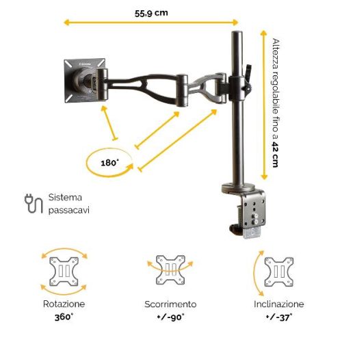 Fellowes BRACCIO MONITOR SINGOLO - VISTA