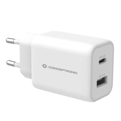 Conceptronic CARICATORE 2-PORTE USB PPS PD (1x USB-A , 1x USB-C, QC 3.0)