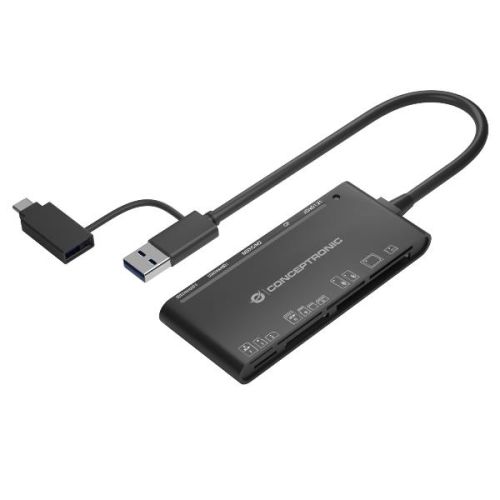 Conceptronic LETTORE DI SCHEDE 7-IN-1 USB 3.0 - 2-in-1 USB-C USB-A Cable, SD/SDHC/SDXC x2, Micro SD/T-Flash/MMC/MS/M2/CF/xD