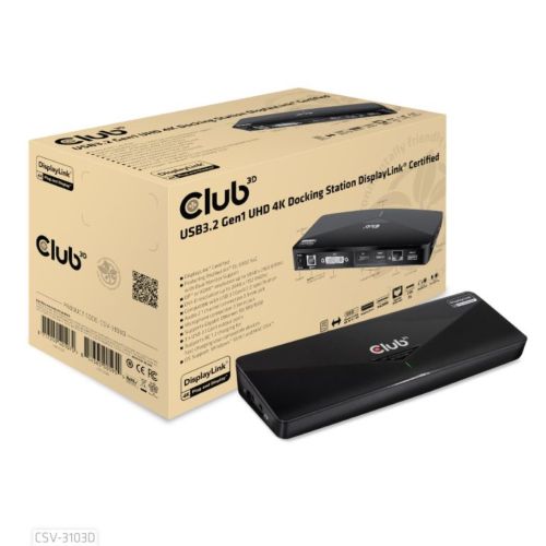 Club3D USB3.2 Gen1 UHD 4K Docking Station DisplayLink® Certified