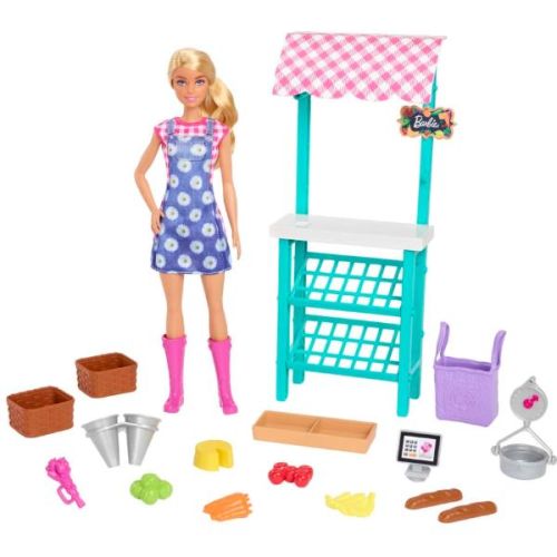 Mattel Barbie® Mercato Frutta e Verdura Playset con bambola bionda