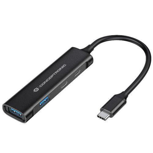 Conceptronic HUB 4-PORTE USB 3.0 - 2x USB-C + 2x USB-A in Alluminio