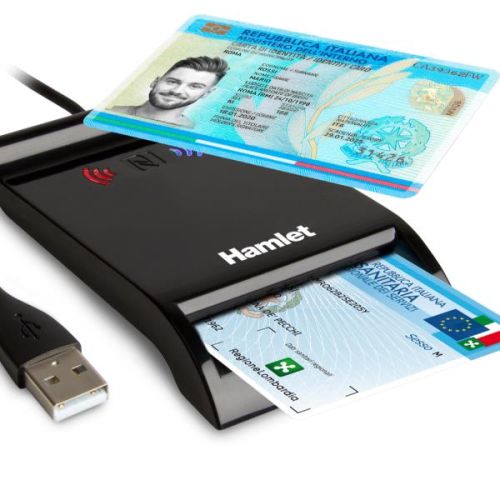 Hamlet Lettore Combo a Contatto e Contacless NFC per SmartCard e Carta Identità CIE 3.0