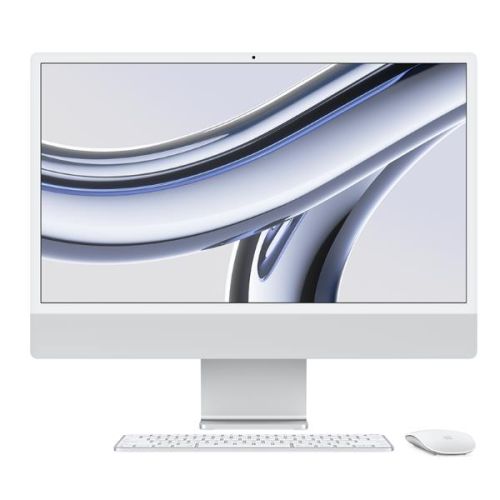 Apple iMac 24" con display Retina 4,5K: Chip Apple M3 con CPU 8-core e GPU 10-core, 512GB SSD - Argento