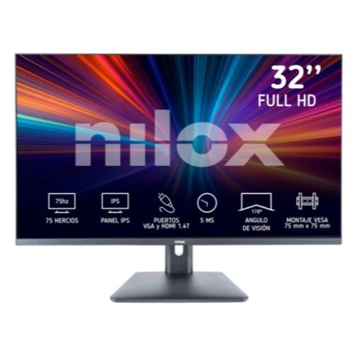 Nilox Monitor 32", Full HD, IPS, 75hz, HDMI e VGA, 5 ms