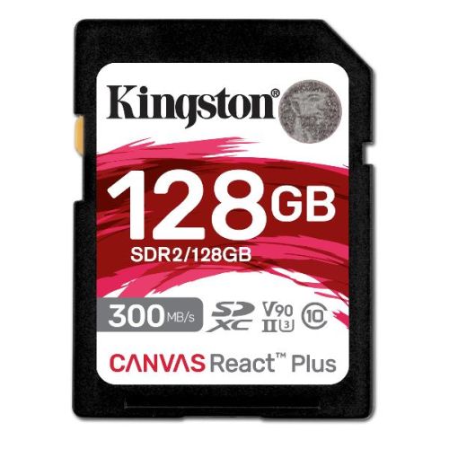 Kingston SD 128GB Canvas React Plus SDXC UHS-II 300R/260W U3 V90 Full HD/4K/8K