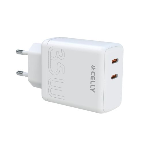 Celly TC2USBC35W - 2 USB-C Wall Charger 35W [PRO POWER]
