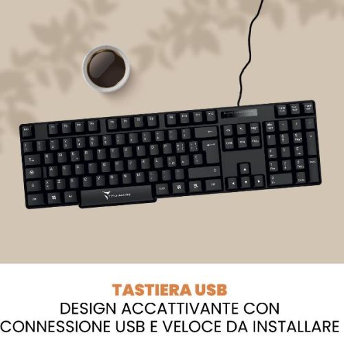 Prodotti Bulk TECHMADE TASTIERA 104 TASTI QWERTY CON PORTA USB 2.0