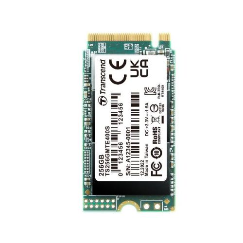 Transcend TS256GMTE400S - SSD M.2 2242 da 256GB, PCIe Gen3x4, NVMe, 3D TLC, senza DRAM