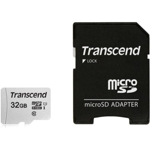 Transcend TS32GUSD300S-A - microSD da 32GB, con adattatore, UHS-I U1 A1