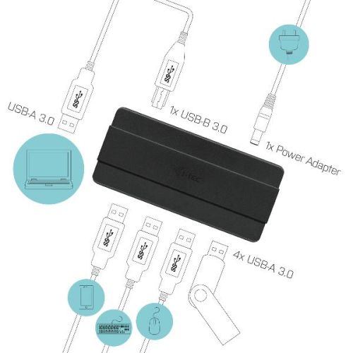 I-Tec USB 3.0 Charging HUB 4 Port + Power Adapter