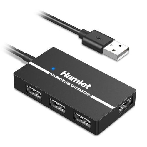 Hamlet XHUB-04U2 - HUB USB 2.0 Compatto Slim 4 Porte Autoalimentato