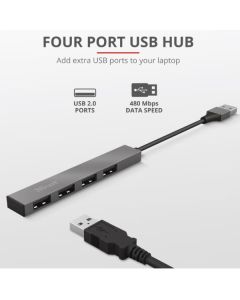 Trust HALYX HUB MINI USB-A 2.0 A 4 PORTE USB-A 2.0 - ALLUMINIO