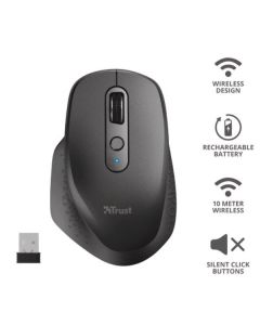 Trust OZAA MOUSE WIRELESS RICARICABILE - SCROLL VERTICALE E ORIZZONTALE - NERO