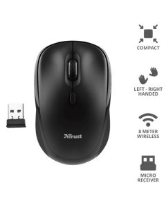 Trust TM-201 MOUSE WIRELESS SILENZIOSO - 83% PLASTICA RICICLATA - DURATA BATTERIA 12 MESI - GARANZIA 3 ANNI - NERO