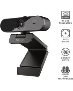 Trust TAXON WEBCAM 2K QHD 85% PLASTICA RICICLATA - NERO