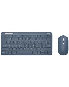 Trust LYRA SET TASTIERA E MOUSE WIRELESS RICARICABILI PER COLLEGARE FINO A 3 DISPOSITIVI WL/BT - 51% PLASTICA RICICLATA - ITALIANO - BLUE